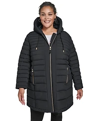 Tommy Hilfiger Plus Hooded Packable Puffer Coat