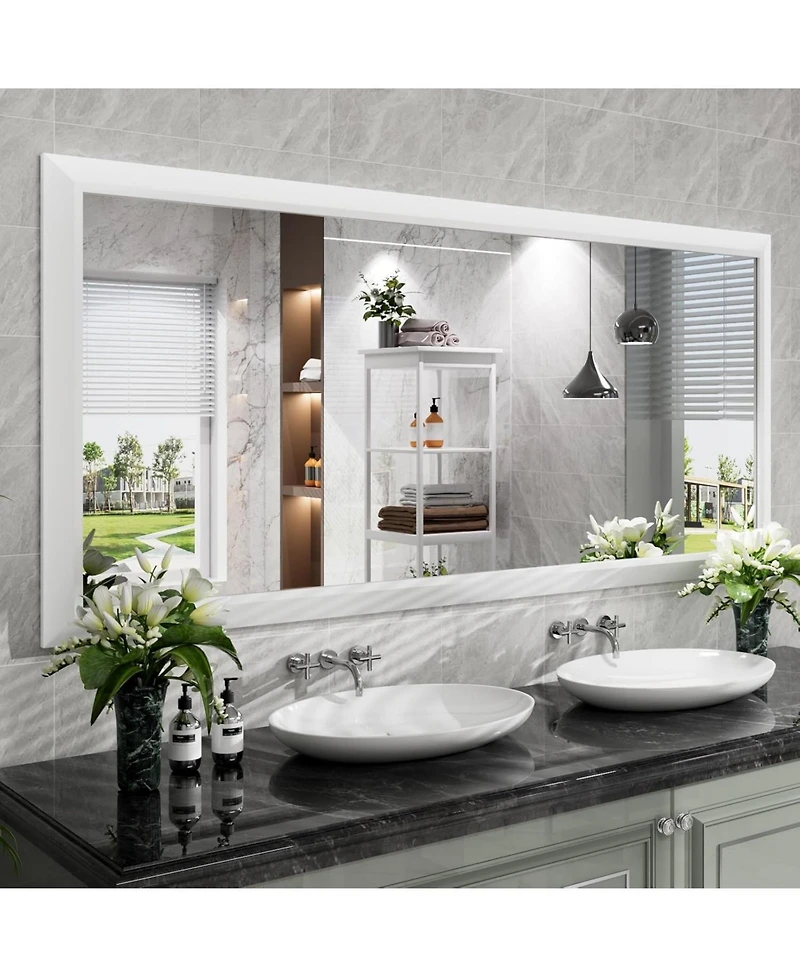Amorho Bathroom Mirror, 72" x 32" Inch Thick Metal Framed Wall Mirrors for Over Sink, Bedroom, Living Room, Entryway, Rectangle Wall-Mounted