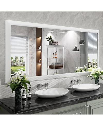 Amorho Bathroom Mirror, 72" x 32" Inch Thick Metal Framed Wall Mirrors for Over Sink, Bedroom, Living Room, Entryway, Rectangle Wall-Mounted