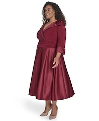Jessica Howard Plus Rhinestone Cuff Sleeve Midi Dress