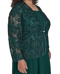 Jessica Howard Plus 2-Pc. Lace Jacket & Dress Set
