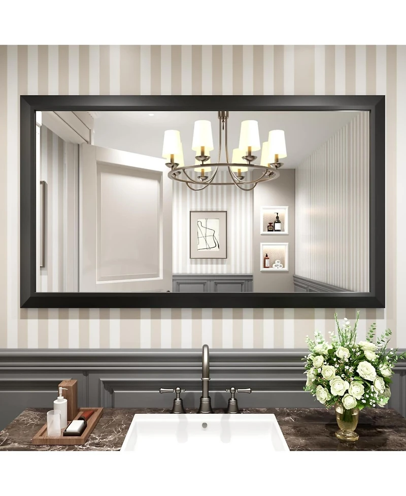 Amorho Bathroom Mirror, 55" x 32" Inch Thick Metal Framed Wall Mirrors for Over Sink, Bedroom, Living Room, Entryway