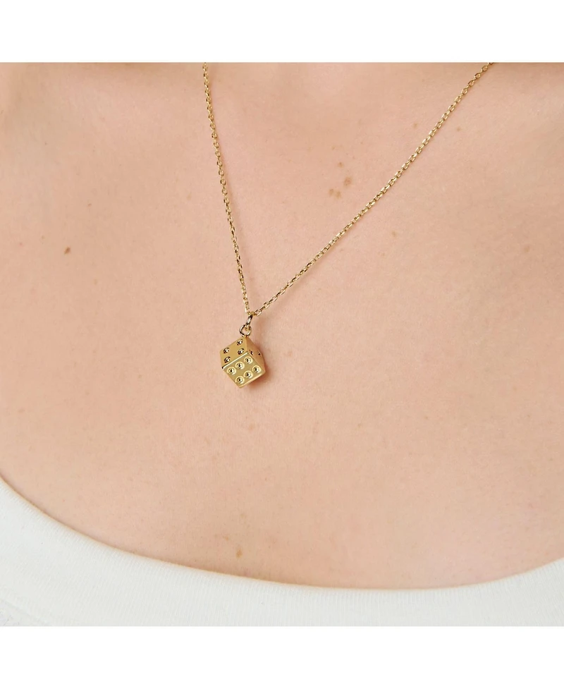 Little Sky Stone 14K Gold Plated Dice Charm Necklace