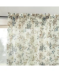 No. 918 Alethea Floral Print Crushed Voile Sheer Rod Pocket Curtain Panel