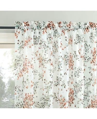 No. 918 Alethea Floral Print Crushed Voile Sheer Rod Pocket Curtain Panel
