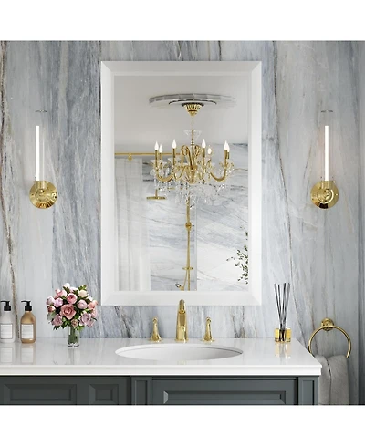 Amorho Bathroom Mirror, 36" x 24" Inch Thick Metal Framed Wall Mirrors for Over Sink, Bedroom, Living Room, Entryway