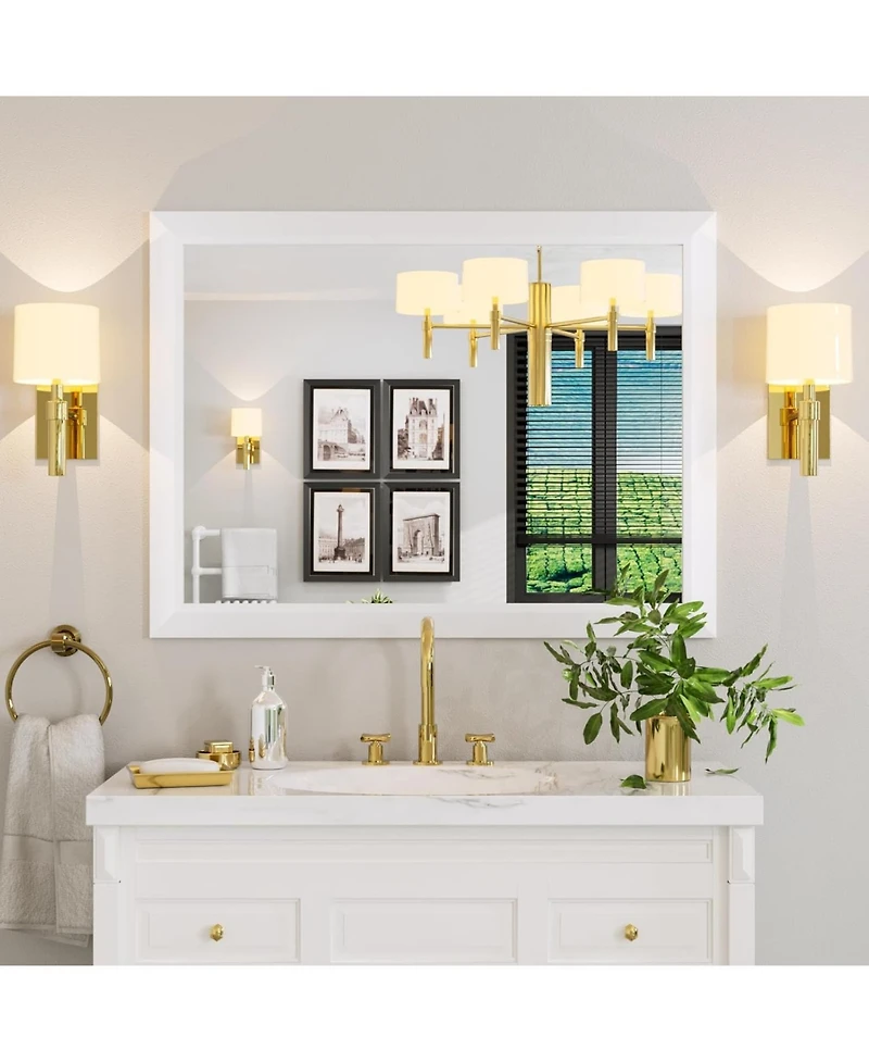 Amorho Bathroom Mirror, 40" x 30" Inch Thick Metal Framed Wall Mirrors for Over Sink, Bedroom, Living Room, Entryway, Rectangle Wall-Mounted Mirrors i