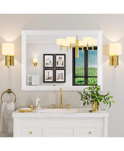 Amorho Bathroom Mirror, 40" x 30" Inch Thick Metal Framed Wall Mirrors for Over Sink, Bedroom, Living Room, Entryway, Rectangle Wall-Mounted Mirrors i