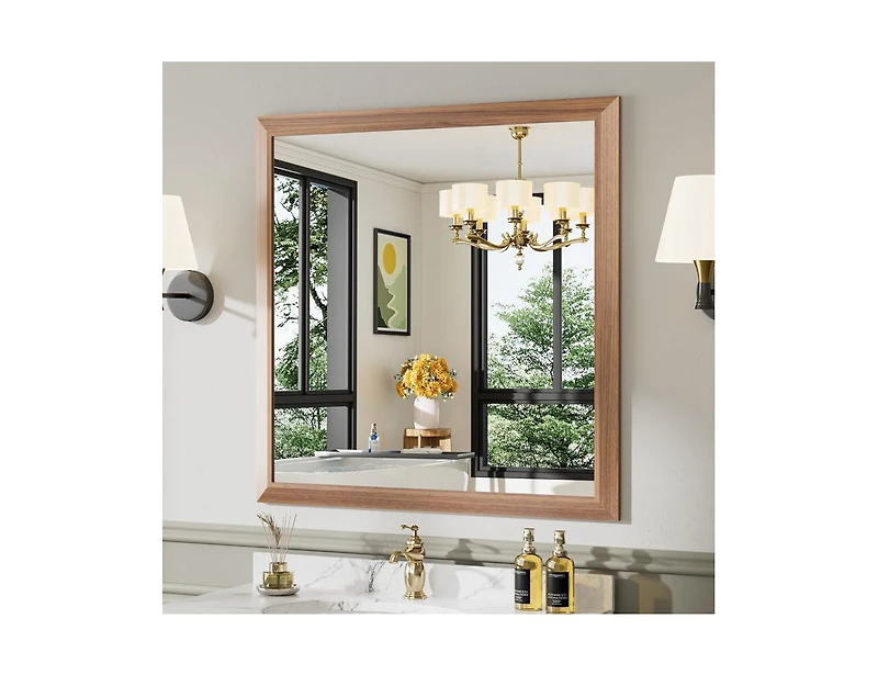 Amorho Bathroom Mirror, 36" x 36" Inch Thick Metal Framed Wall Mirrors for Over Sink, Bedroom, Living Room, Entryway