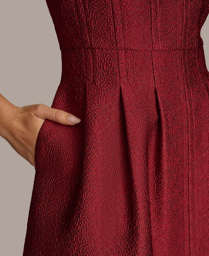 Donna Karan New York Women's Jacquard Solid Fit and Flare Dress
