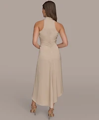 Donna Karan New York Women's Satin High Neck Midi Dress