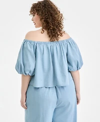 On 34th Trendy Plus Cotton Off-The-Shoulder Top, Macy's Exclusive