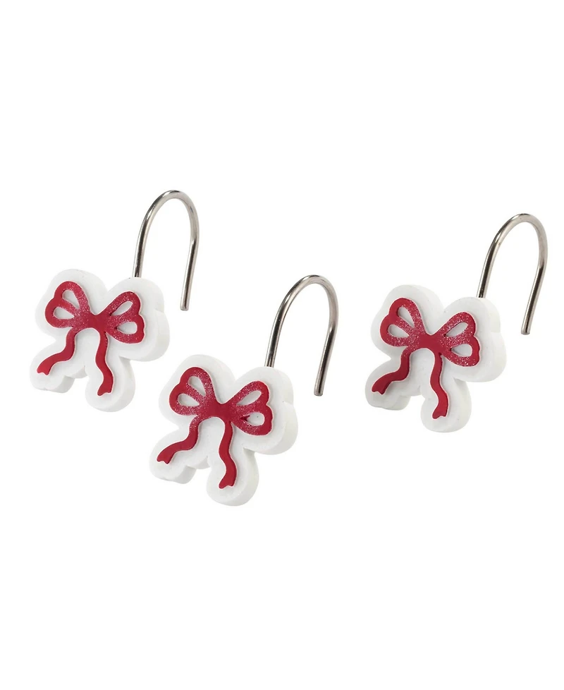 Avanti Christmas Bows Shower Curtain and 12-Pc. Shower Curtain Hooks Set