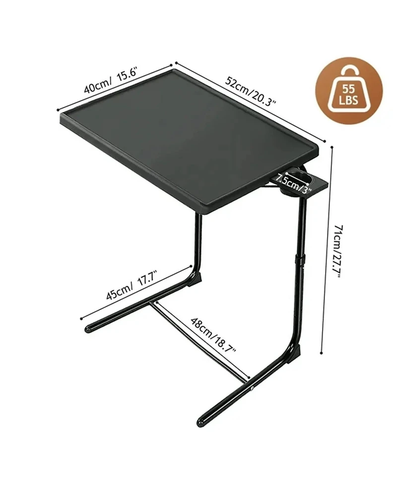 2-Pack Folding Tv Tray Table Set Mobile Laptop Desk with Adjustable Height & Angles