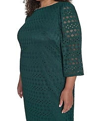 Jessica Howard Plus Lace 3/4-Sleeve Shift Dress