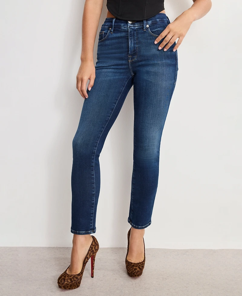 Good American Women's Dolly Joleans Straight Leg Jeans, Regular and Plus