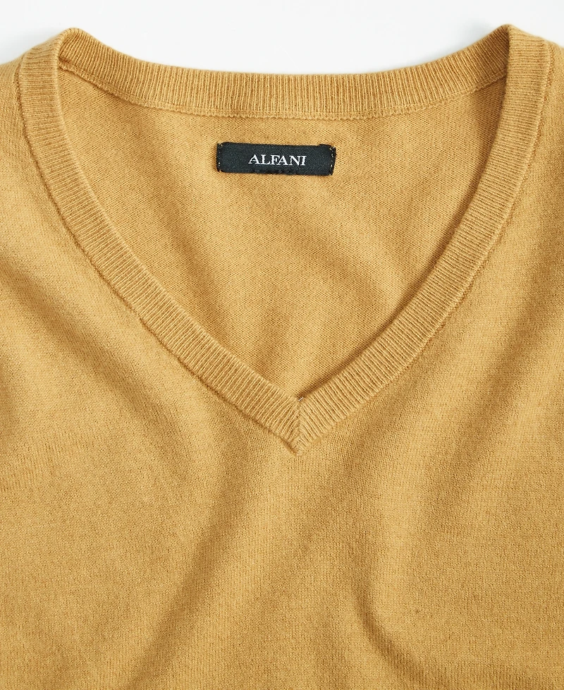 Alfani Men's Solid V-Neck Cotton Sweater, Created for Macy's