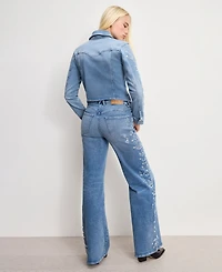 Good American Women's Dolly Joleans Embellished High Rise Jeans