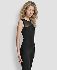 Dkny Women's Asymmetric Sheer Panel Sleeveless Sweater