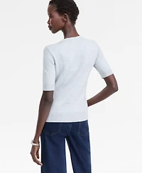 I.n.c. International Concepts Women's Short-Sleeve Embellished-Neck Sweater, Macy's Exclusive