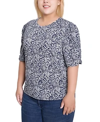 Ny Collection Plus Short Sleeve Crew Neck Top