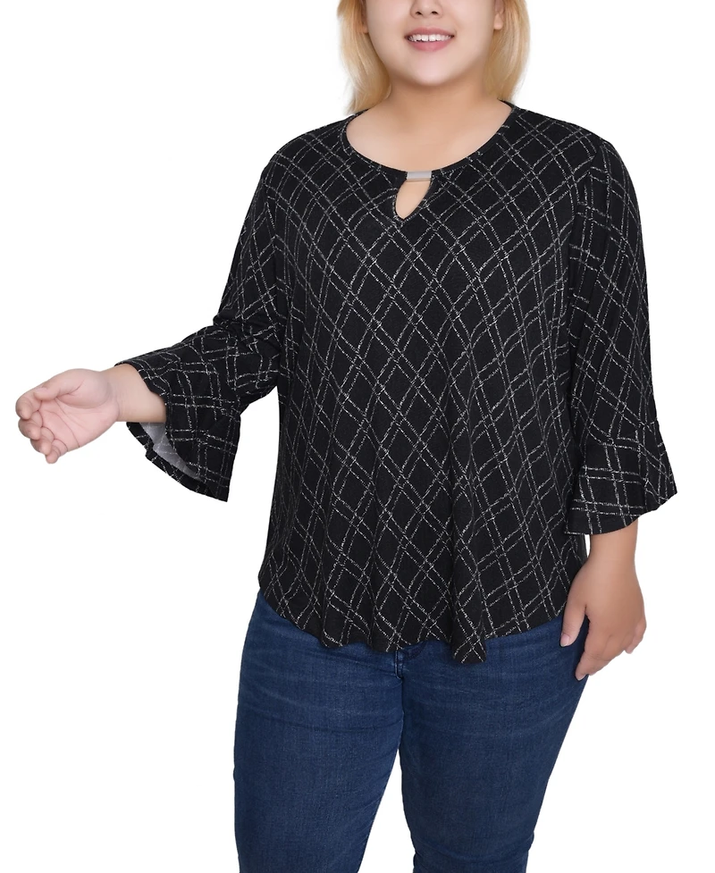 Ny Collection Plus 3/4 Bell Sleeve Top