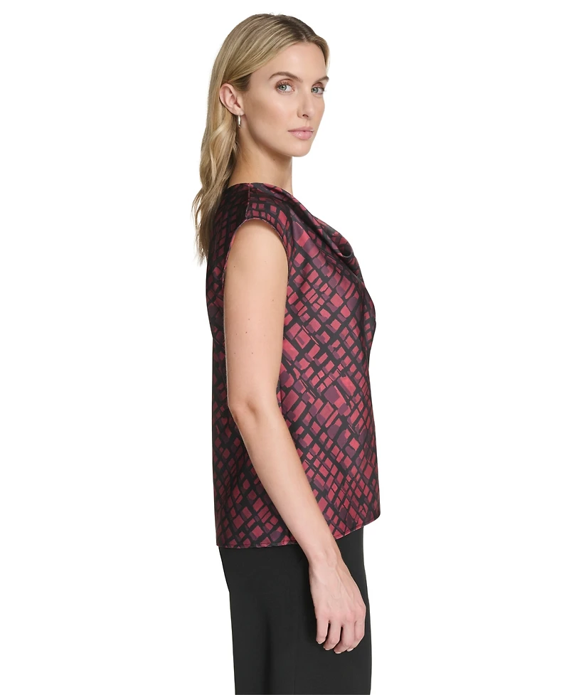 Calvin Klein Women's Short Sleeve Cowl Neck Pull-On Blouse