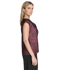 Calvin Klein Women's Short Sleeve Cowl Neck Pull-On Blouse
