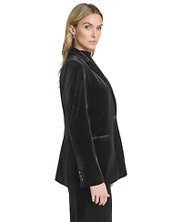 Calvin Klein Women's Long Sleeve One-Button Velvet Jacket