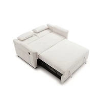 Maison Boucle 55" Velvet Loveseat Sofa Bed with Usb Ports, Adjustable Backrest & Pull-Out Sleeper Storage Pockets Pillows-Maison