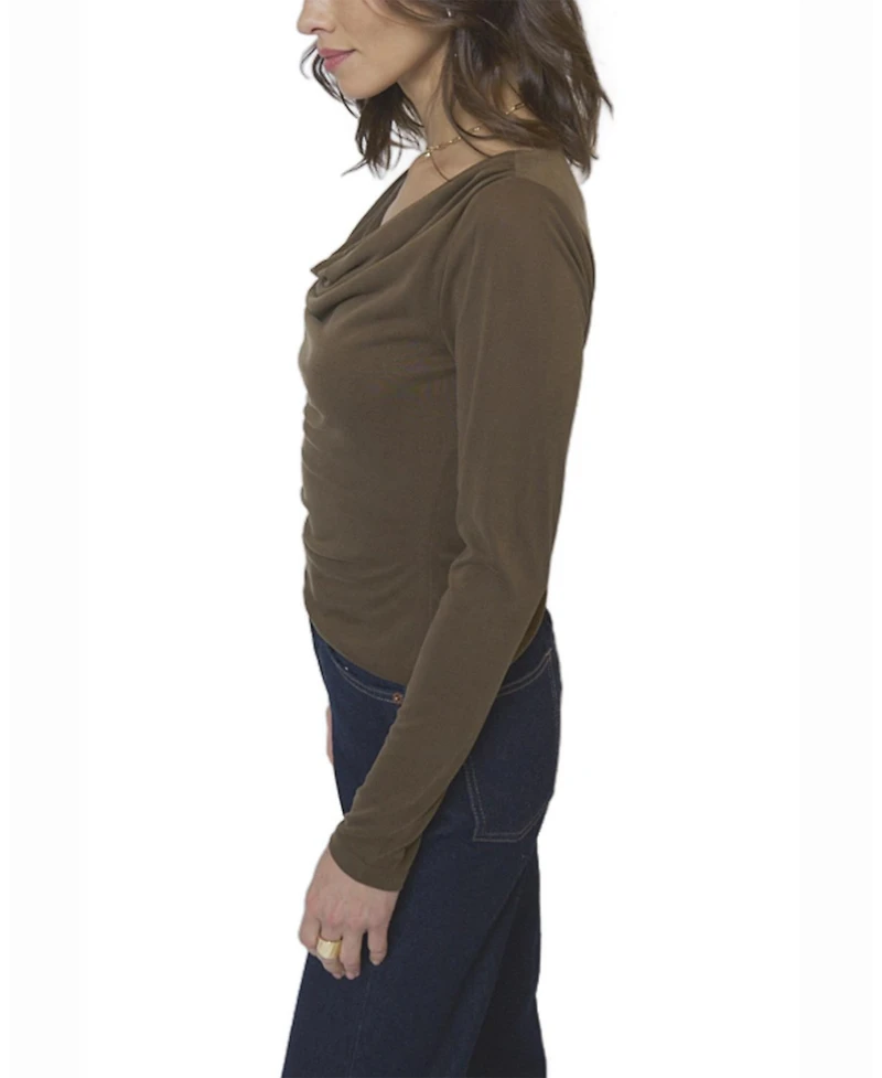 Central Park West Women's Roman Draped Longsleeve Top