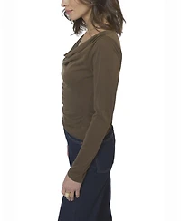 Central Park West Women's Roman Draped Longsleeve Top