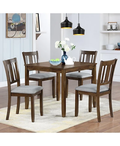 Casainc 5 Piece Wooden Dining Table Set with 4 Chairs for Kitchen or Dining Room