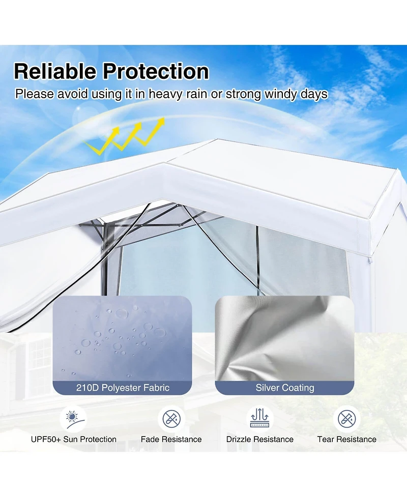 Costway 10 X 10 Ft Pop up Canopy Tent with 4 Sidewalls Mesh Netting Wheeled Bag 8 Stakes