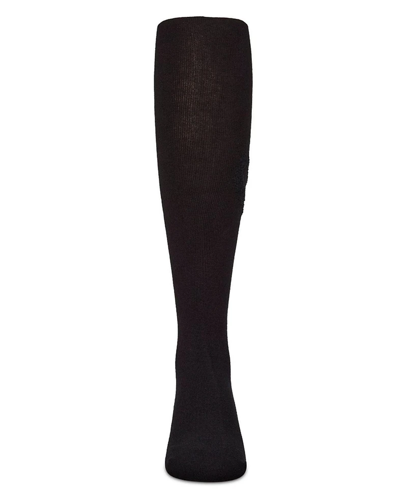 Memoi Little Girls Ribbed Cotton Rich Terry Heart Trimmed Sweater Tights