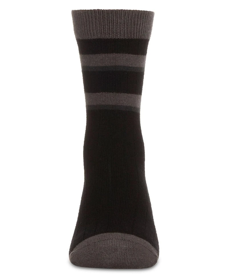 Memoi Boys Tonal Stripe Cotton Rich Crew Sock