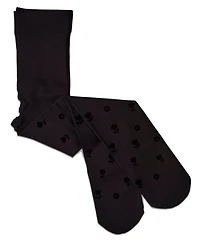 Memoi Girls Opaque Rose-Pattern Flocked Tights