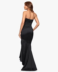 Xscape Women's Ruched Long Strapless Dress