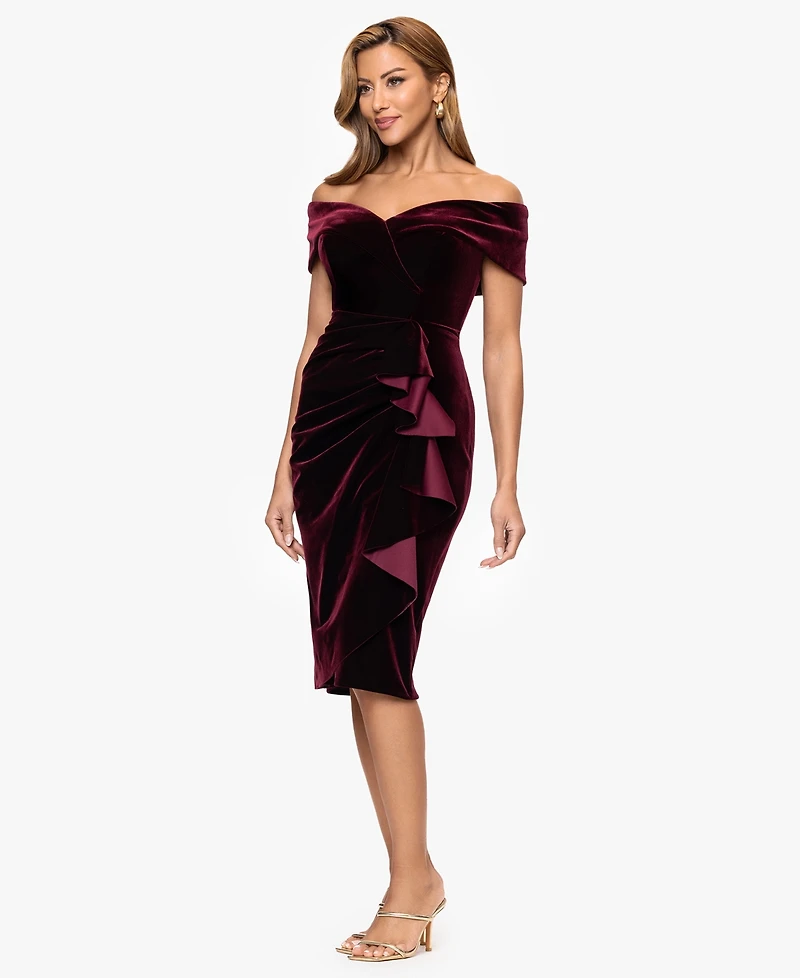 Xscape Women's Off Shoulder Neck Dress
