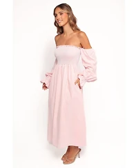 Petal and Pup Women's Domenica Shirred Long Sleeve Midi Dress - Pink