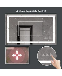 Hauschen Home x inch Led Lighted Bathroom Mirror, Wall Mounted Dimmable Makeup Vanity Mirror, Tempered Glass Anti-Fog Mirror