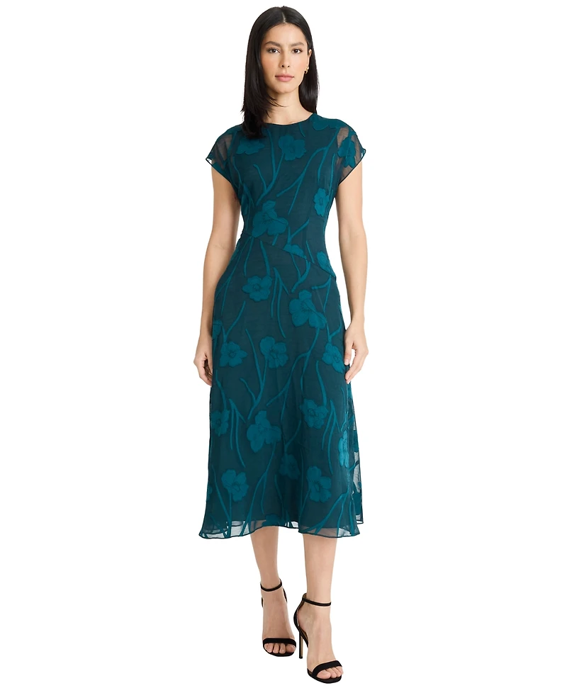 Maggy London Women's Short Sleeve Midi Dress