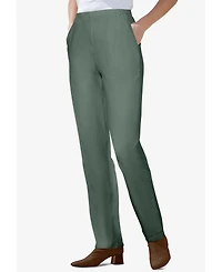 Woman Within Women's Straight Leg Fineline Pull-On Stretch Denim Jeans