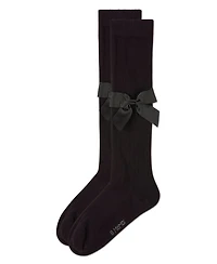 Memoi Big Girls Ribbed Stretch Cotton Bow Trim Knee Sock