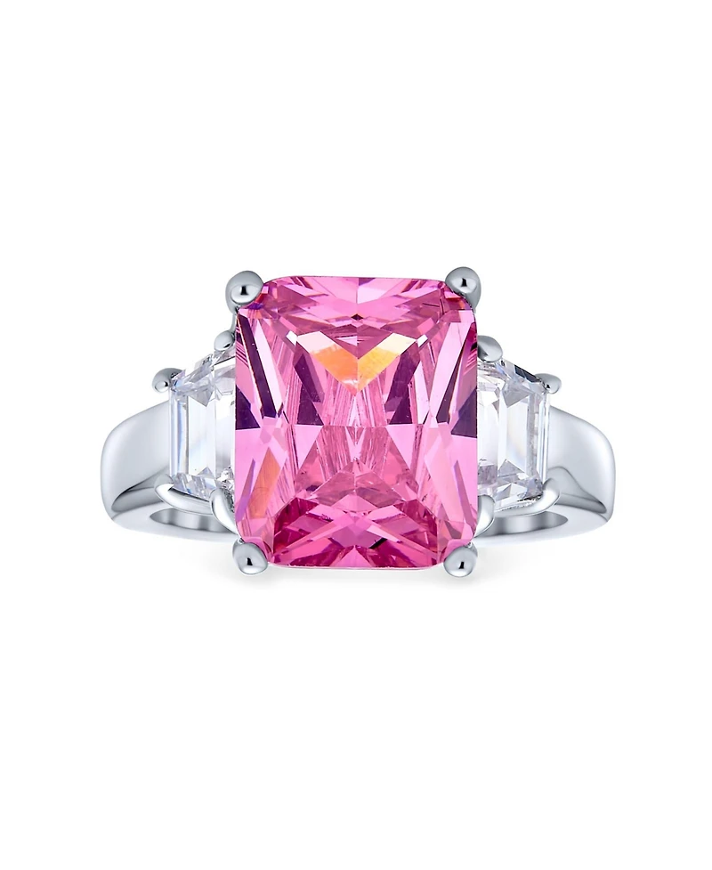 Bling Jewelry Art Deco Style Sterling Silver 8CTW Yellow Cz Rectangle Emerald Cut Cocktail Statement Ring Cubic Zirconia Baguette Stepped Side Stones