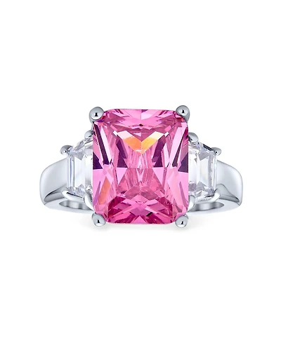 Bling Jewelry Art Deco Style Sterling Silver 8CTW Yellow Cz Rectangle Emerald Cut Cocktail Statement Ring Cubic Zirconia Baguette Stepped Side Stones