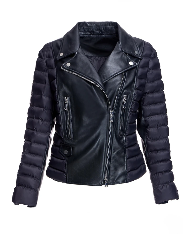 Julia & Stella by Maximilian Women's Leather Puffer Jacket