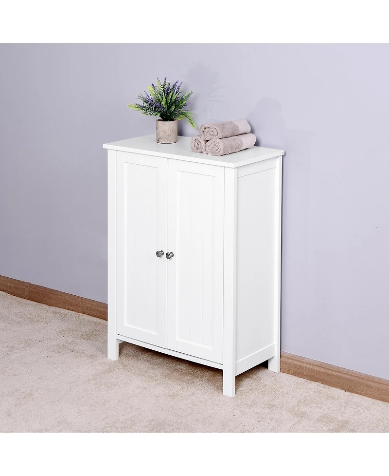Casainc Bathroom Floor Storage Cabinet with Double Door and Adjustable Shelf