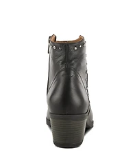 Azura Spring Step Wildwest Leather Western Bootie with Studded Detail and Inside Zipper