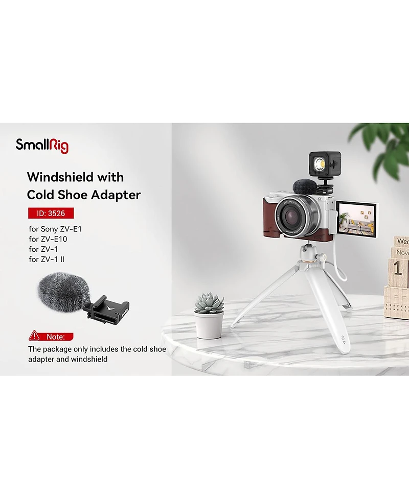 SmallRig Cold Shoe Adapter with Windshield for Sony Zv Series Cameras